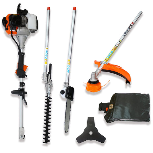 4 in 1 Multi-Functional Trimming Tool,  Gas Powered Garden Tool Set,Full Crankshaft Engine Gas Head with Pole Saw, Hedge Trimmer, Grass Trimmer & Brush Cutter for Tree Trimming