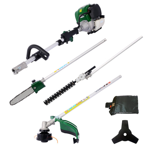 4 in 1 Multi-Functional Trimming Tool .56cc 2 cycle gas full crank shaft engine with Gas Pole Saw.Hedge Trimmer, Lawn Mower,Grass Trimmer, and Brush Cutter for Lawn Care